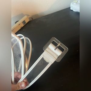 White and clear plastic belt